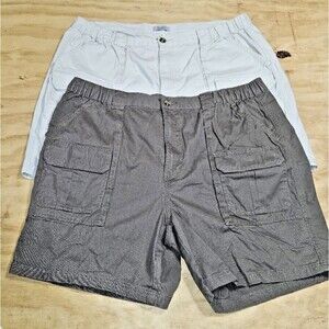 2 Croft & Barrow Cargo hiking shorts Mens 42x6 Beige grey comfort waist outdoor